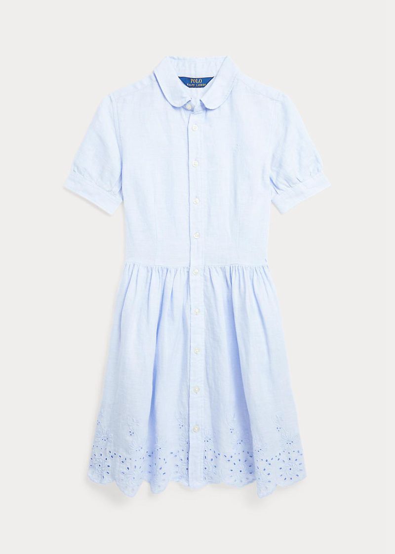 Vestidos Polo Ralph Lauren Niña 7-14 Años Embroidered Linen Shirt Chile Azules ZMPVX-1760